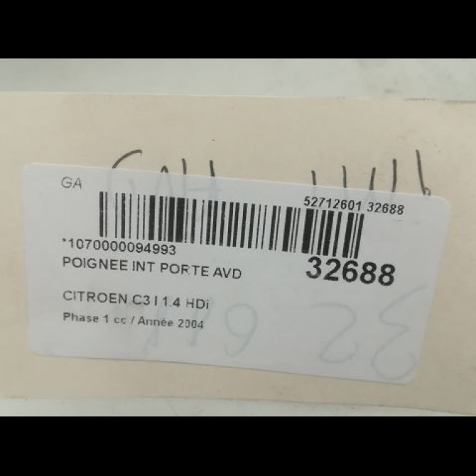 Poignee int porte avd occasion CITROEN C3 I Phase 1 04-2002->10-2005 1.4 HDi 914498 3