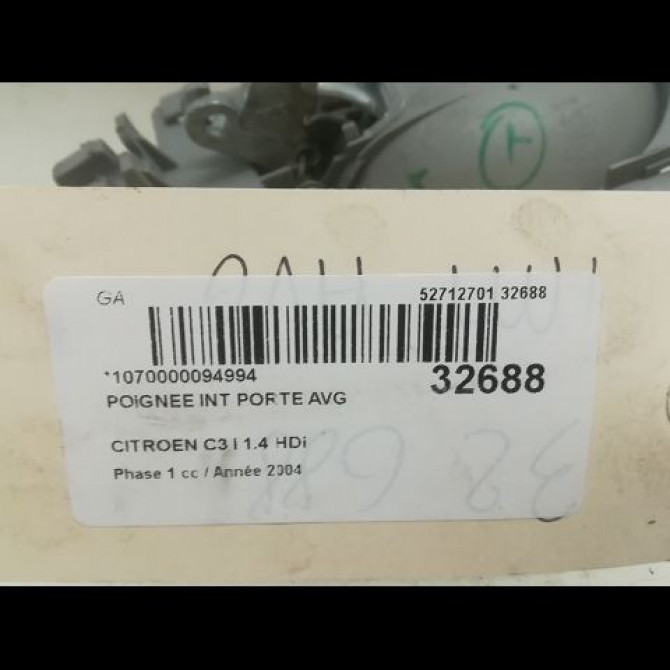 Poignee int porte avg occasion CITROEN C3 I Phase 1 04-2002->10-2005 1.4 HDi 9143K4 3