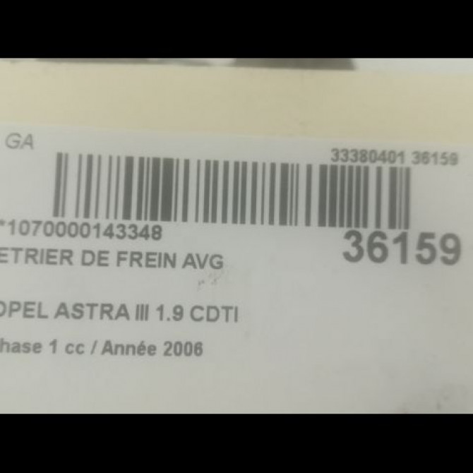 Etrier de frein avant gauche occasion OPEL ASTRA III ASTRA III Phase 1 2004-04-01->2006-12-31 1.9 CDTI 120ch 93176426 3