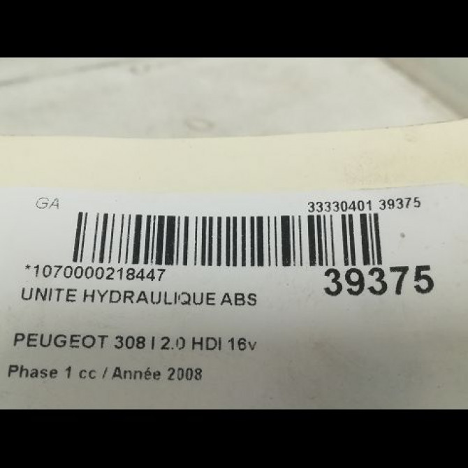 Unité hydraulique ABS occasion PEUGEOT 308 I Phase 1 09-2007->03-2011 2.0 HDI 16v 136ch 4541FT 3