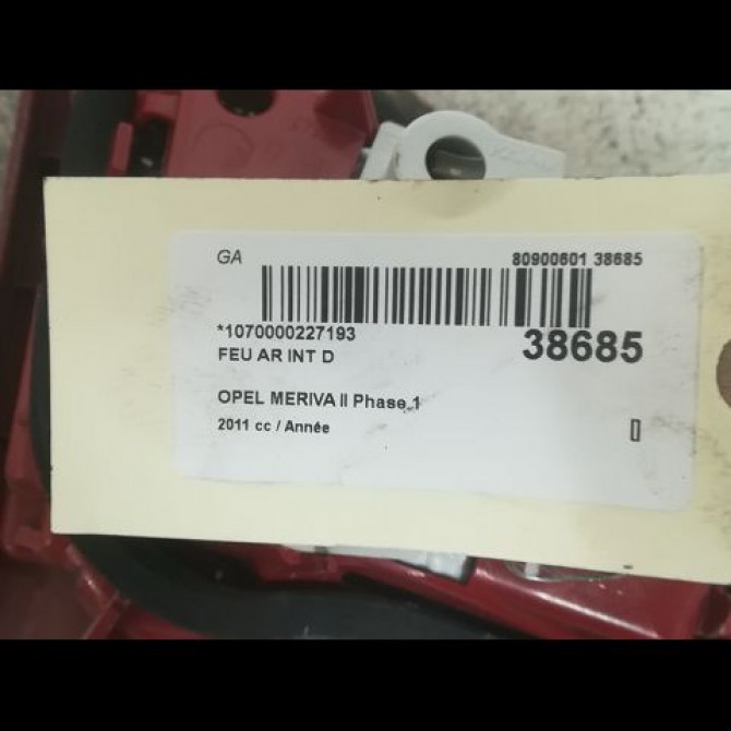 Feu arrière intérieur droit occasion OPEL MERIVA II Phase 1 09-2010->03-2014 13435486 3