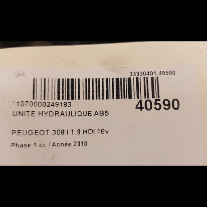 Unité hydraulique ABS occasion PEUGEOT 308 I Phase 1 09-2007->03-2011 1.6 HDI 16v 90ch 4541HY 3