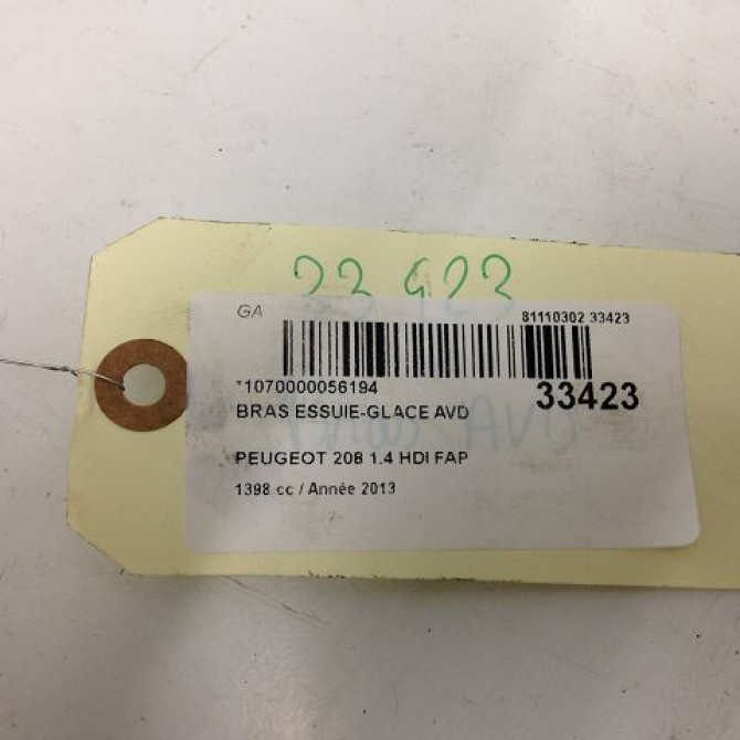 Bras essuie-glace avant droit occasion PEUGEOT 208 208 Phase 1 2012-03-01->2015-09-30 1.4 HDI 68ch 1608393180 2