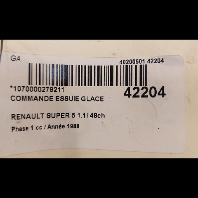 Commande essuie glace occasion RENAULT SUPER 5 Phase 1 10-1984->12-1996 1.1i 48ch 7701349418 3
