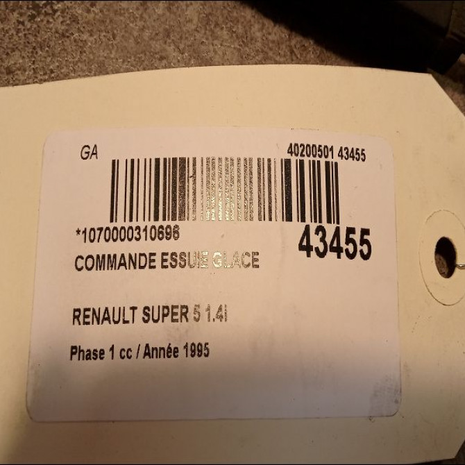 Commande essuie glace occasion RENAULT SUPER 5 Phase 1 10-1984->12-1996 1.4i 3