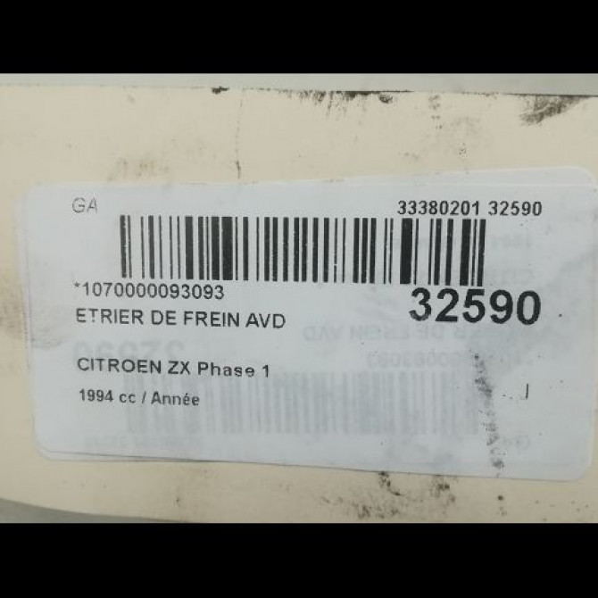 Etrier de frein avant droit occasion CITROEN ZX Phase 1 05-1992->06-1994 441003 3