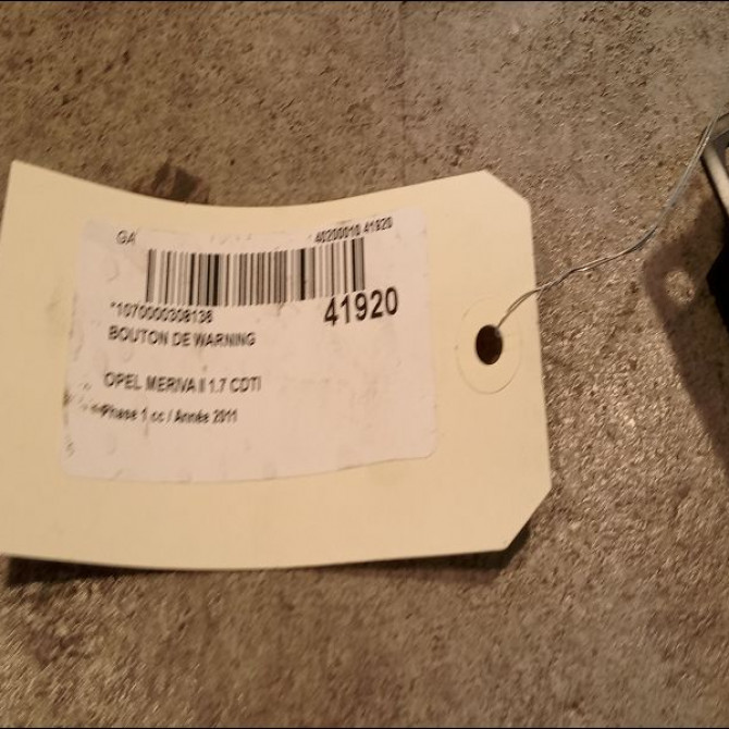 Bouton de warning occasion OPEL MERIVA II Phase 1 09-2010->03-2014 1.7 CDTI 110ch 13287827 3