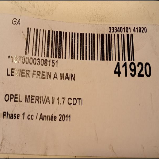 Levier frein a main occasion OPEL MERIVA II Phase 1 09-2010->03-2014 1.7 CDTI 110ch 4