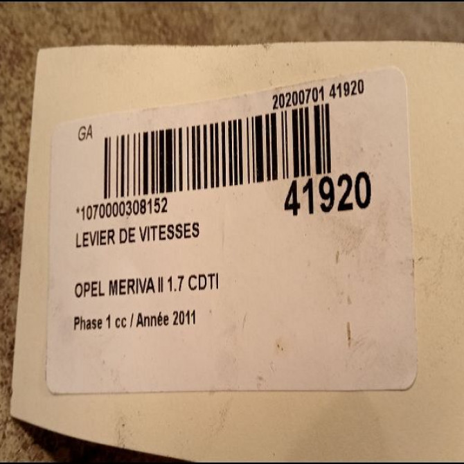 Levier de vitesses occasion OPEL MERIVA II Phase 1 09-2010->03-2014 1.7 CDTI 110ch 55582641 3