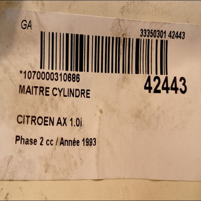 Maitre cylindre occasion CITROEN AX Phase 2 07-1991->06-1998 1.0i 460197 3