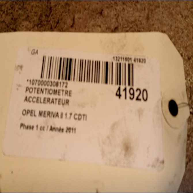Potentiometre accelerateur occasion OPEL MERIVA II Phase 1 09-2010->03-2014 1.7 CDTI 110ch 3