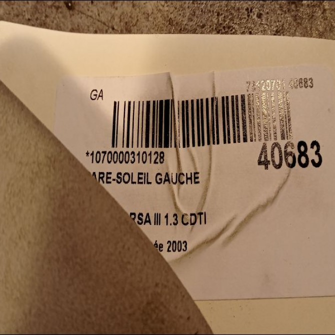 Pare-soleil gauche occasion OPEL CORSA III Phase 2 08-2003->09-2006 1.3 CDTI 24459699 3