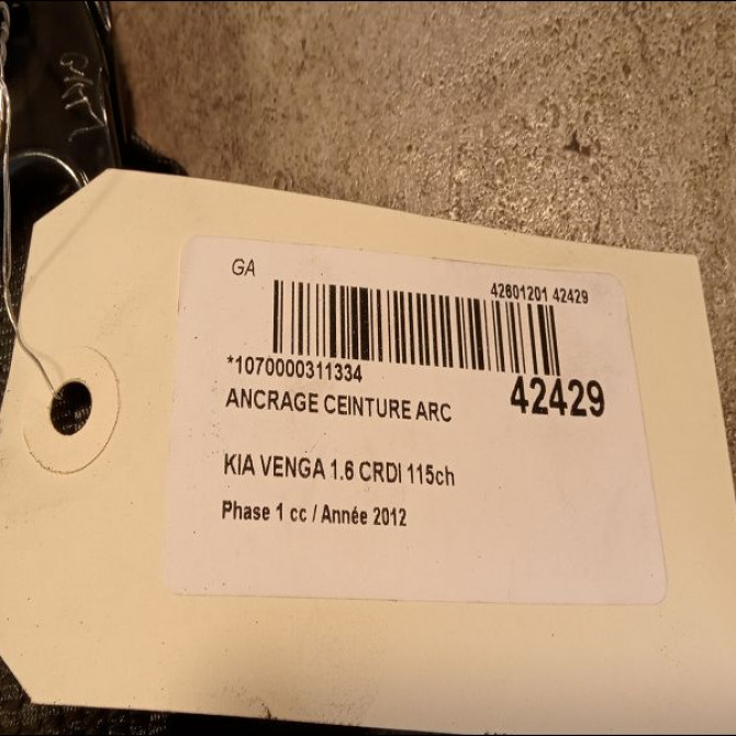 Ancrage ceinture arc occasion KIA VENGA Phase 1 04-1995->04-1999 1.6 CRDI 115ch 898601P000EQ 2