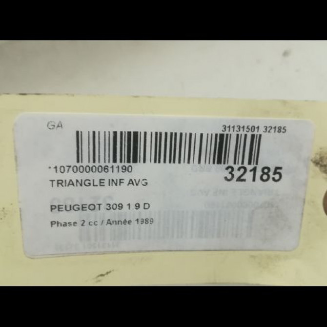 Triangle inf avg occasion PEUGEOT 309 Phase 2 07-1989->12-1993 1.9 D 2