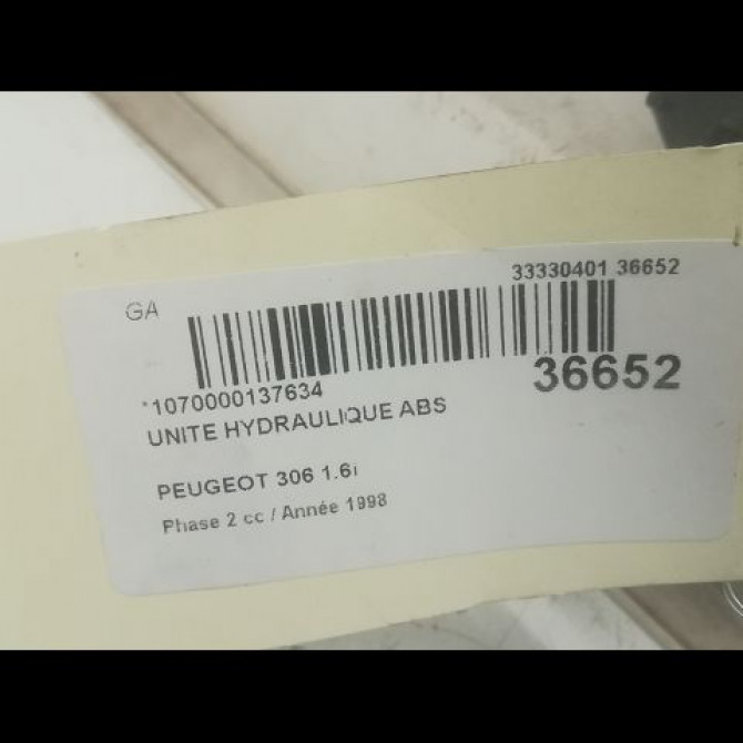 Unité hydraulique ABS occasion PEUGEOT 306 Phase 2 04-1997->03-2002 1.6i 454134 3