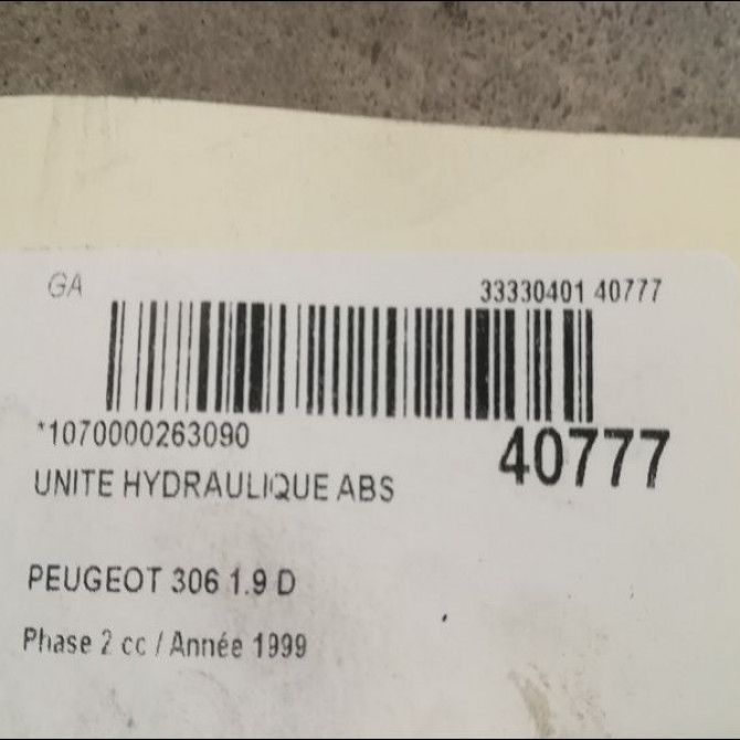 Unité hydraulique ABS occasion PEUGEOT 306 Phase 2 04-1997->03-2002 1.9 D 454134 3