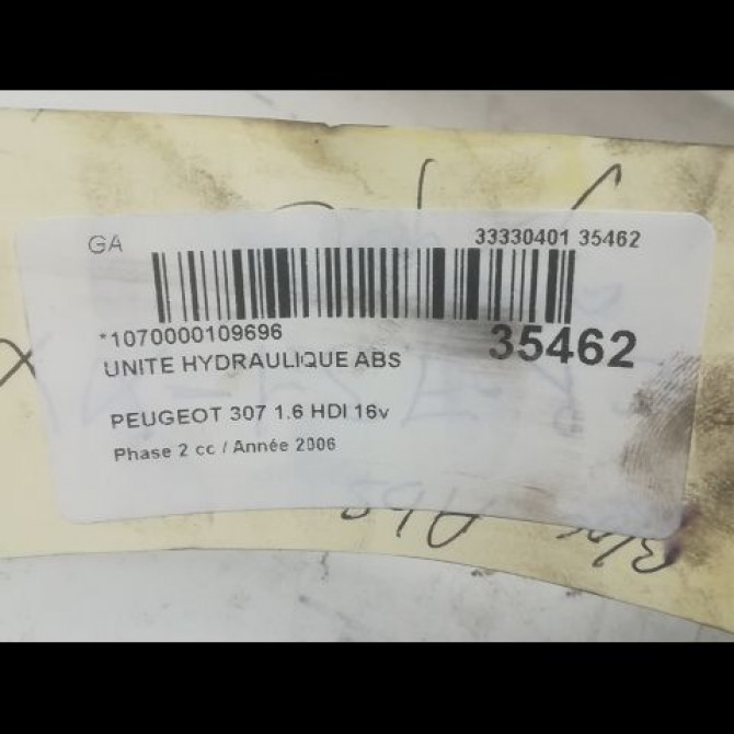 Unité hydraulique ABS occasion PEUGEOT 307 Phase 2 06-2005->03-2008 1.6 HDI 16v 110ch 4541J1 4