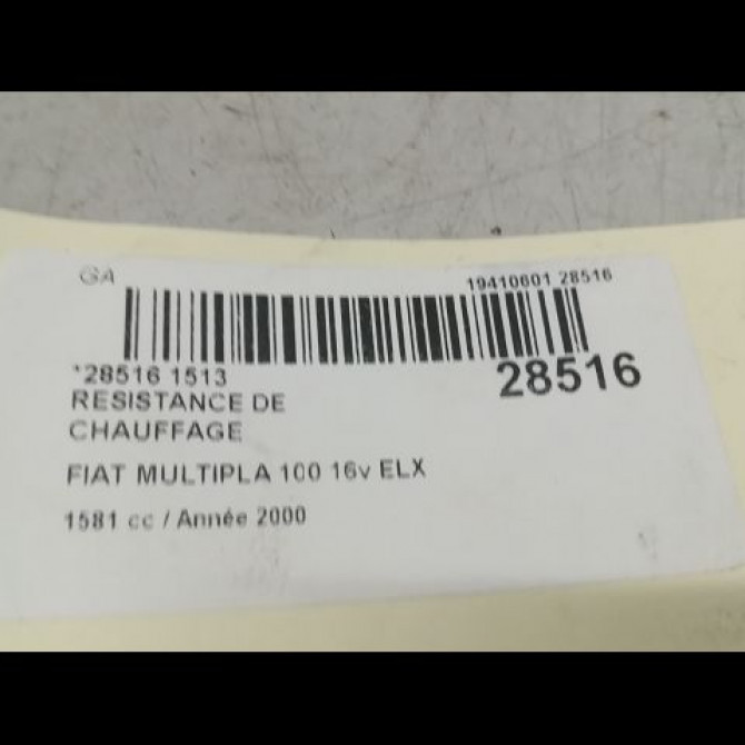 Resistance de chauffage occasion FIAT MULTIPLA Phase 1 01-1999->09-2004 46770858 4