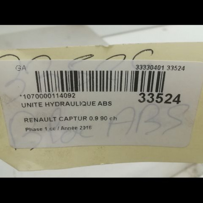 Unité hydraulique ABS occasion RENAULT CAPTUR Phase 1 02-2013->... 0.9 90 ch 476607745R 4