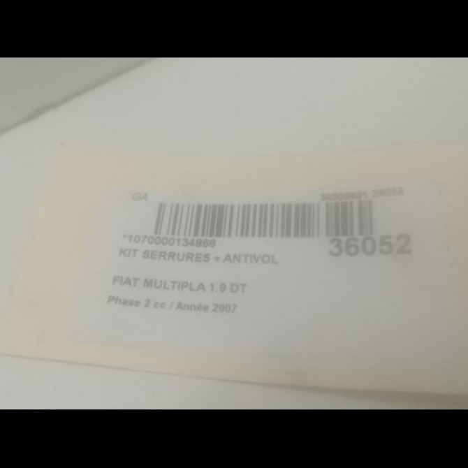 Kit serrures + antivol occasion FIAT MULTIPLA Phase 2 09-2004->04-2010 1.9 DT MULTIJET 120ch 71751570 5