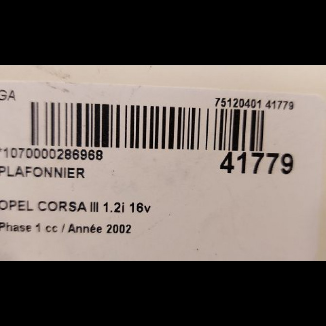 Plafonnier occasion OPEL CORSA III Phase 1 10-2000->08-2003 1.2i 16v 24402843 3