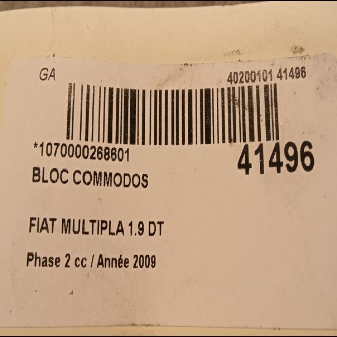 Bloc commodos occasion FIAT MULTIPLA Phase 2 09-2004->04-2010 1.9 DT MULTIJET 120ch 735491935 5