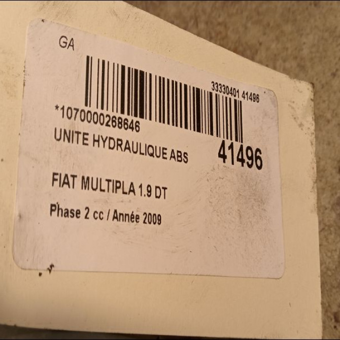 Unité hydraulique ABS occasion FIAT MULTIPLA Phase 2 09-2004->04-2010 1.9 DT MULTIJET 120ch 5