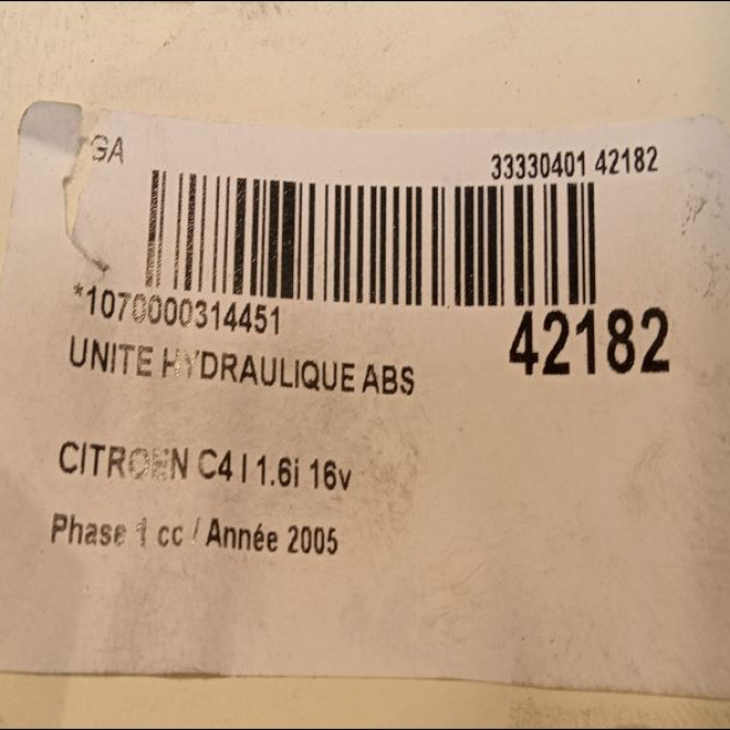 Unité hydraulique ABS occasion CITROEN C4 I Phase 1 11-2004->07-2008 1.6i 16v 4541J1 4