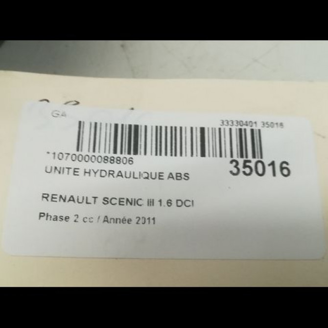 Unité hydraulique ABS occasion RENAULT SCENIC III Phase 2 12-2011->03-2013 1.6 DCI 130ch 476607220R 4