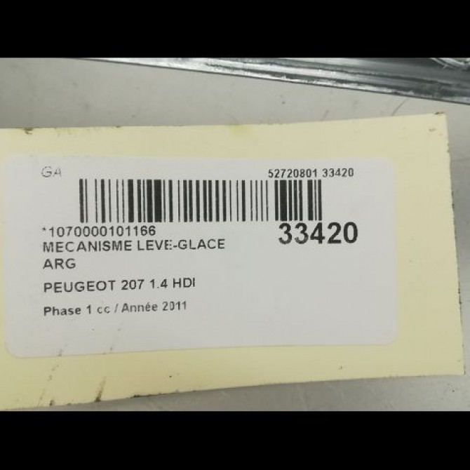 Mecanisme leve-glace arrière gauche occasion PEUGEOT 207 Phase 1 04-2006->06-2013 1.4 HDI 9223A3 4