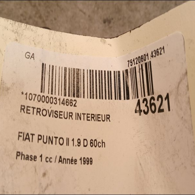Retroviseur interieur occasion FIAT PUNTO II Phase 1 10-1999->05-2003 1.9 D 60ch 735276082 3