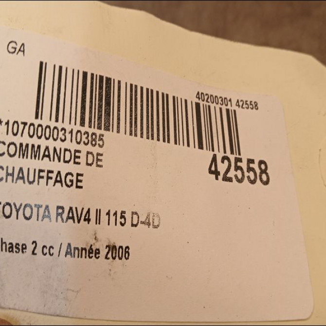 Commande de chauffage occasion TOYOTA RAV4 II Phase 2 10-2003->12-2005 115 D-4D 8401342020 3
