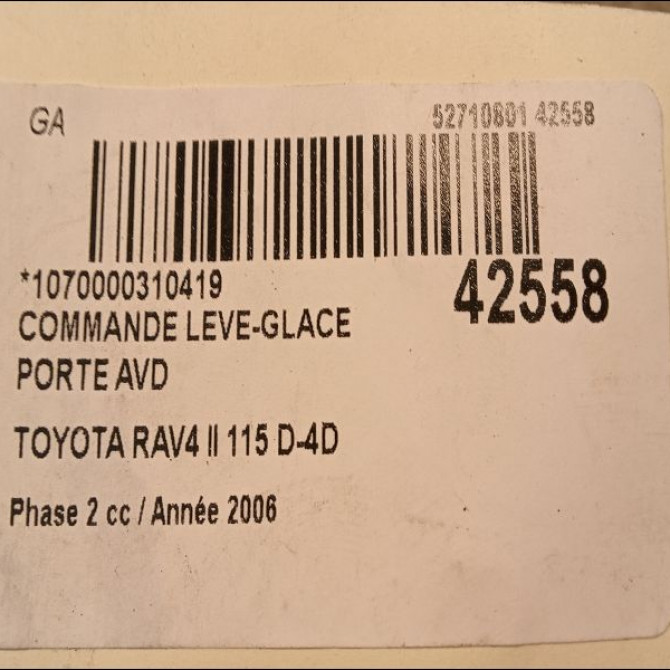 Commande lève-glace porte avant droite occasion TOYOTA RAV4 II Phase 2 10-2003->12-2005 115 D-4D 3