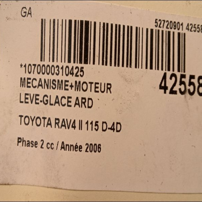 Mecanisme+moteur leve-glace ard occasion TOYOTA RAV4 II Phase 2 10-2003->12-2005 115 D-4D 6983042030 4