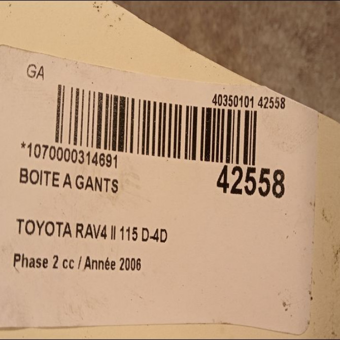 Boite à gants occasion TOYOTA RAV4 II Phase 2 10-2003->12-2005 115 D-4D 5555042030B1 2