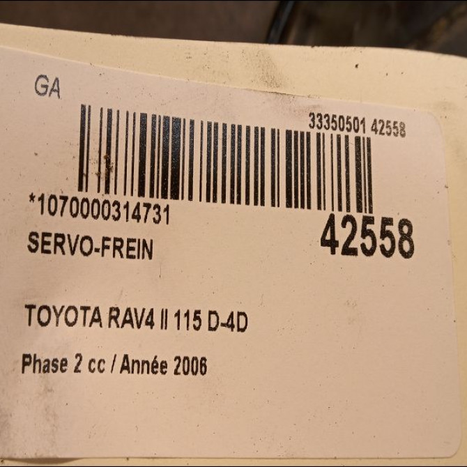 Servo-frein occasion TOYOTA RAV4 II Phase 2 10-2003->12-2005 115 D-4D 4461042200 3
