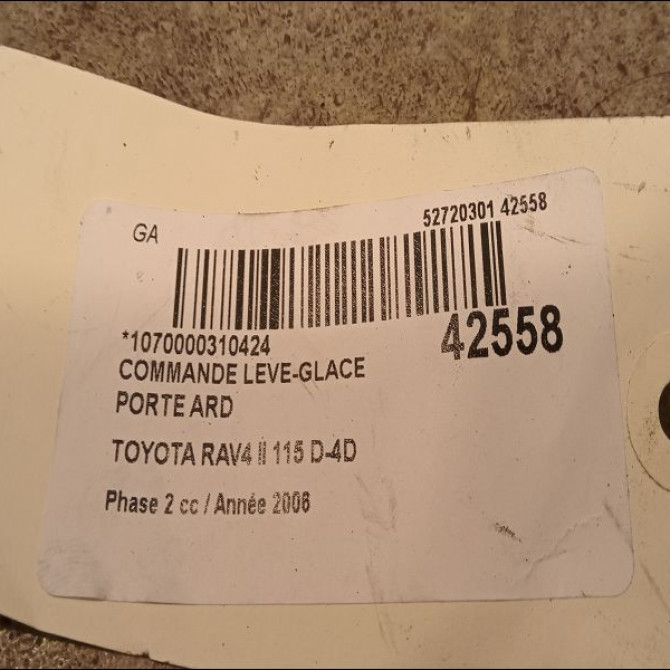 Commande leve-glace porte arrière droite occasion TOYOTA RAV4 II Phase 2 10-2003->12-2005 115 D-4D 3