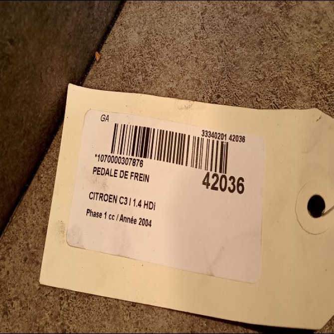 Pedale de frein occasion CITROEN C3 I Phase 1 04-2002->10-2005 1.4 HDi 4501S5 2