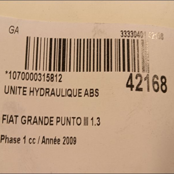 Unité hydraulique ABS occasion FIAT GRANDE PUNTO III Phase 1 09-2005->12-2013 1.3 DT MULTIJET 16v 75ch 71771141 3