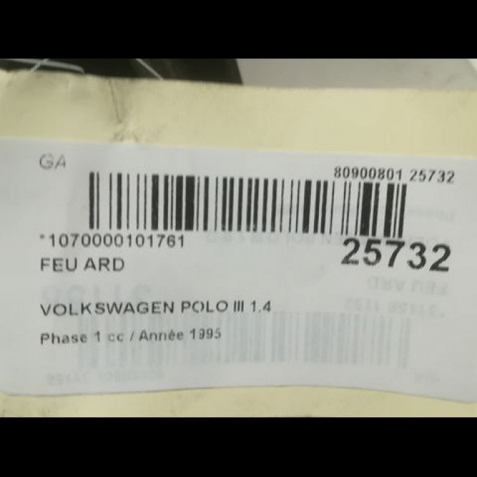 Feu arrière droit occasion VOLKSWAGEN POLO III Phase 1 10-1994->11-1999 1.4 3