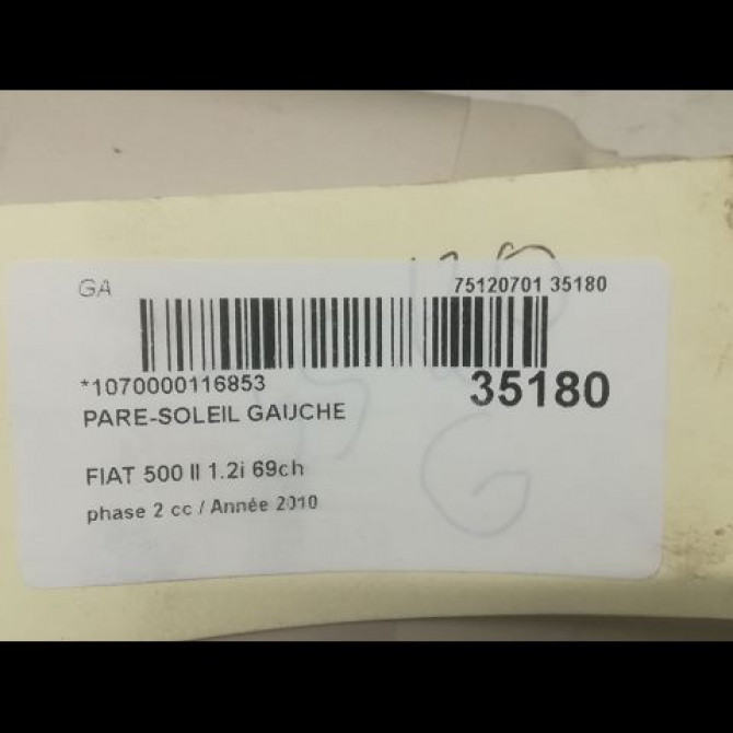 Pare-soleil gauche occasion FIAT 500 II phase 2 04-2014->... 1.2i 69ch 735643364 3
