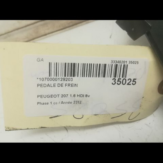 Pedale de frein occasion PEUGEOT 207 Phase 1 04-2006->06-2013 1.6 HDI 8v 92ch 4501AW 2