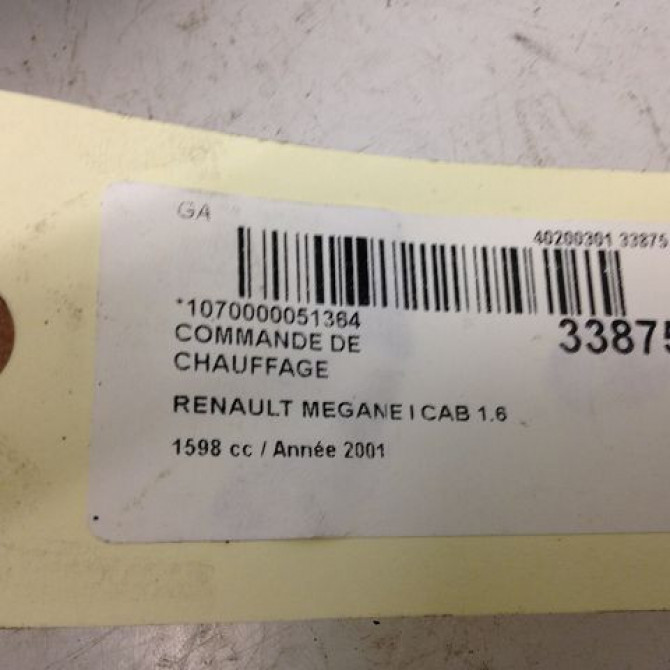Commande de chauffage occasion RENAULT MEGANE I Phase 2 03-1999->06-2003 1.6 16v 7701209442 3