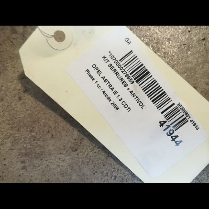 Kit serrures + antivol occasion OPEL ASTRA III ASTRA III Phase 1 2004-04-01->2006-12-31 1.3 CDTI 2