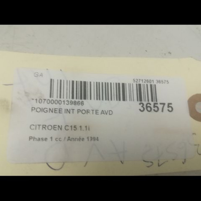 Poignee int porte avd occasion CITROEN C15 Phase 1 07-1987->06-1996 1.1i 3