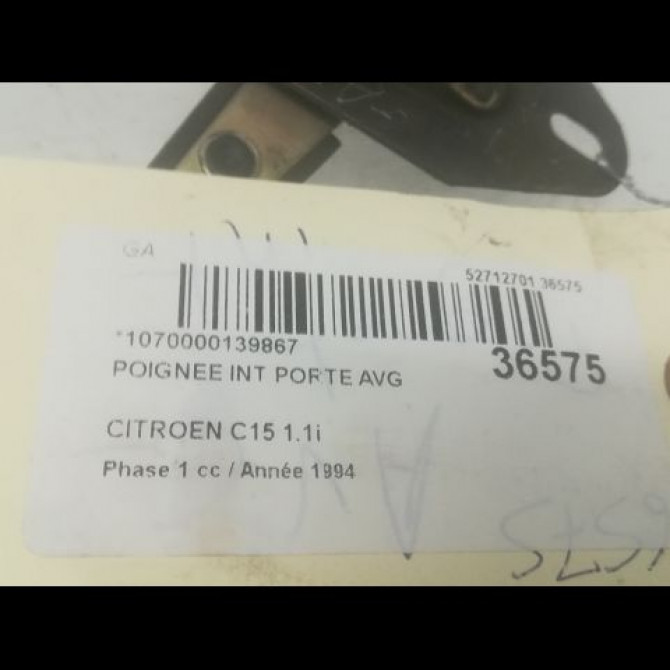 Poignee int porte avg occasion CITROEN C15 Phase 1 07-1987->06-1996 1.1i 3
