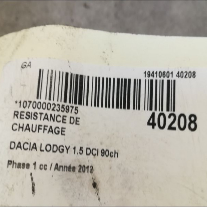 Resistance de chauffage occasion DACIA LODGY Phase 1 01-2012->... 1.5 DCI 90ch 271436513R 3