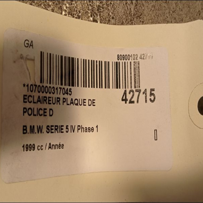 Eclaireur plaque de police d occasion B.M.W. SERIE 5 IV Phase 1 12-1995->07-2000 63268360591 2