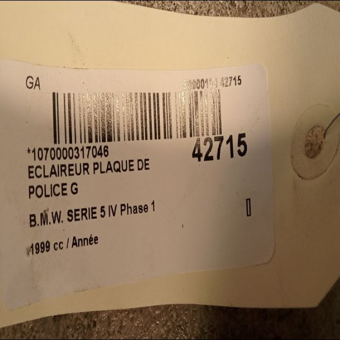 Eclaireur plaque de police g occasion B.M.W. SERIE 5 IV Phase 1 12-1995->07-2000 63268360591 2