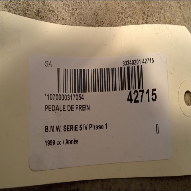 Pedale de frein occasion B.M.W. SERIE 5 IV Phase 1 12-1995->07-2000 35216752781 2